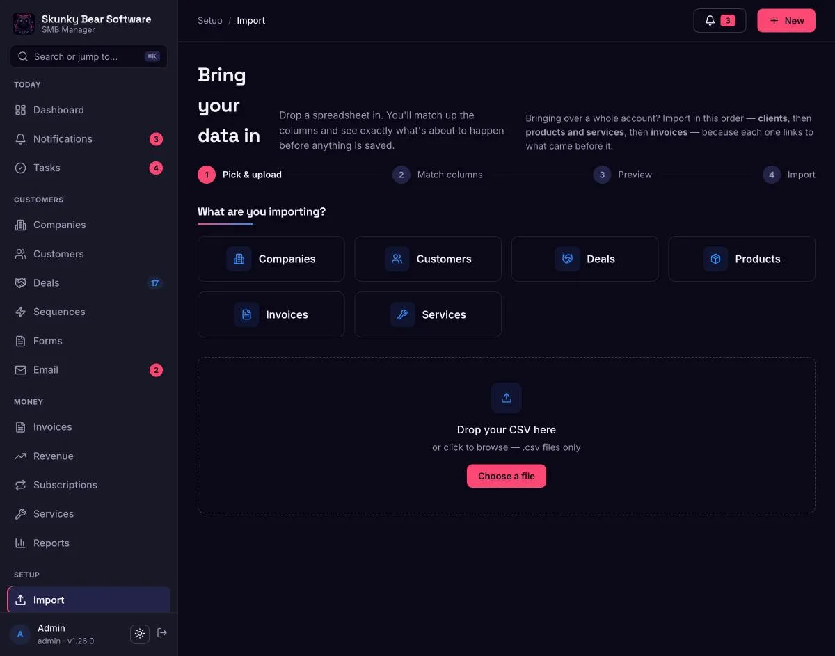 Import wizard — column mapping